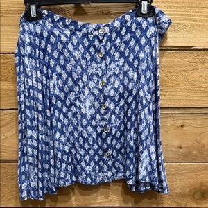 BeBop Navy and White Button-Front Skater Skirt